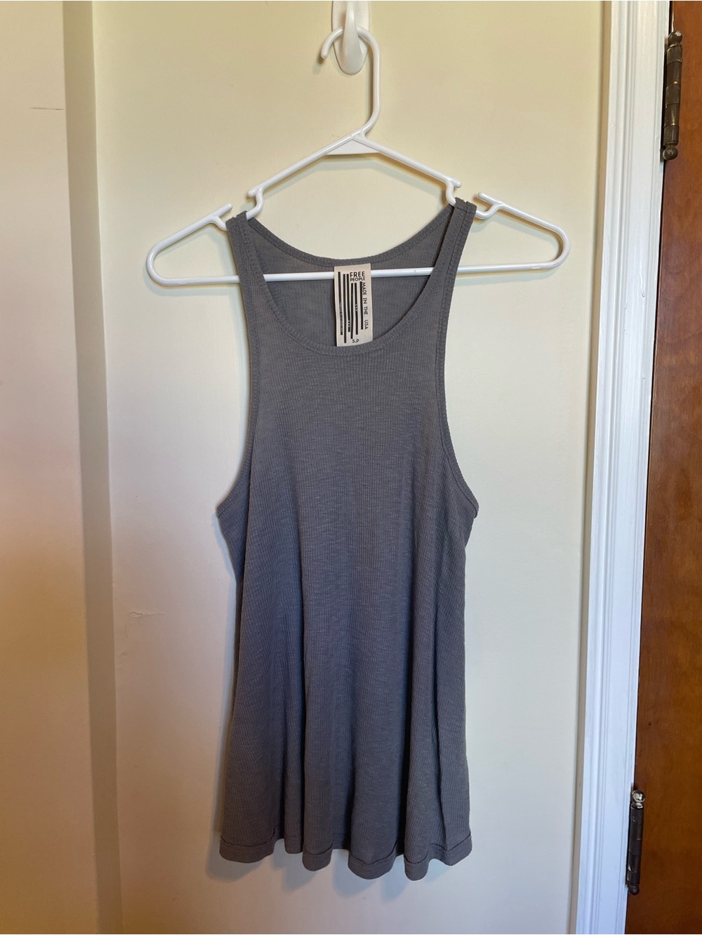 Free People Grey Ribbed Scoop Tank
